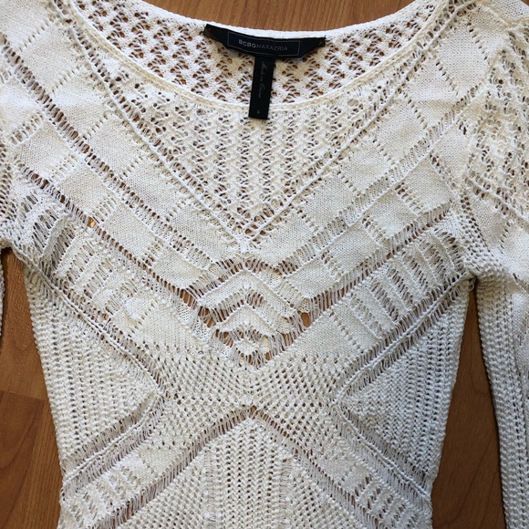 Semi Sheer knit body contouring stretch long sleeve - Picture 4 of 12